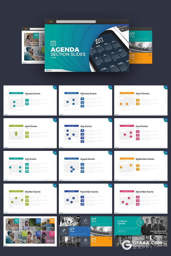 423页国外高品质商务PPT模板 包含21种配色 - 顶尖PPT