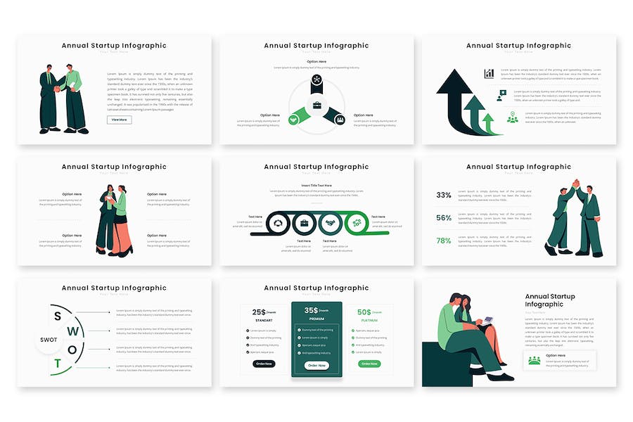 商务卡通人物插画年度信息汇报PPT图形模板 - 顶尖PPT