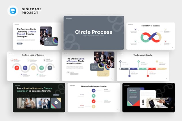 圆圈流程信息图形keynote模板 - 顶尖PPT