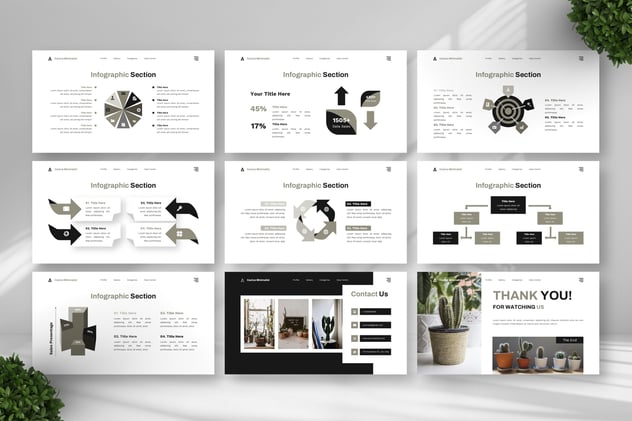 仙人掌极简风格PPT模板 - 顶尖PPT