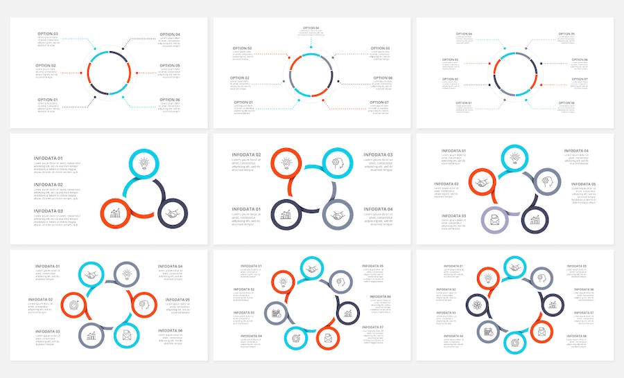 圆形风车状图表动画信息图表PPT模板 - 顶尖PPT