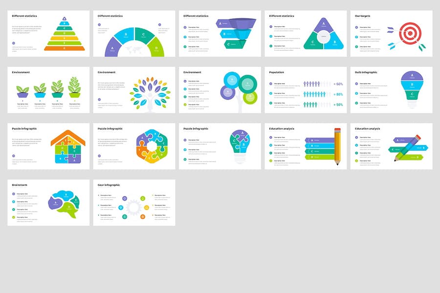 多色彩商务圆形箭头信息图表PPT模板 - 顶尖PPT