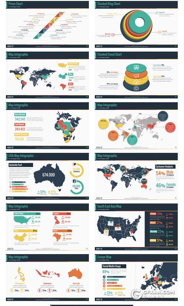 141页多色搭配商务多用途PPT模板 - 顶尖PPT