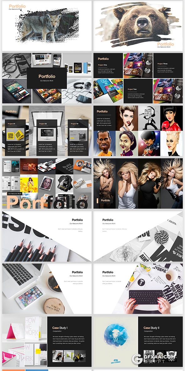 112页极简商务PPT模板创意作品展示PPT - 顶尖PPT