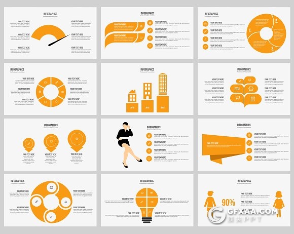 112页橙色图形图表数据分析报告keynote模板 - 顶尖PPT