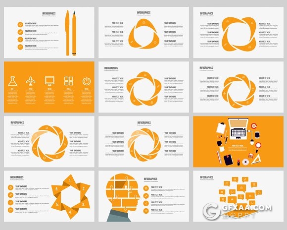 112页橙色图形图表数据分析报告keynote模板 - 顶尖PPT