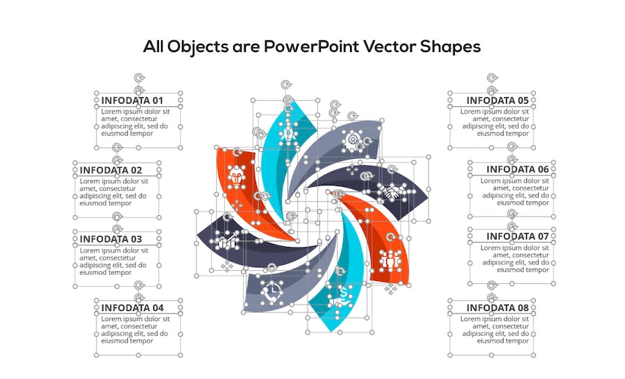 圆形风车状图表动画信息图表PPT模板 - 顶尖PPT