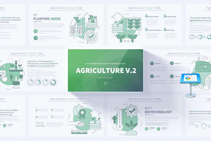 农业种植植物研究概念插画图形keynote模板 - 顶尖PPT