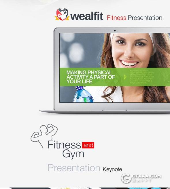 50多页体育锻炼健身介绍keynote模板 - 顶尖PPT
