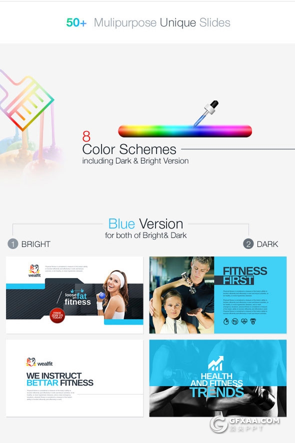 50多页体育锻炼健身介绍keynote模板 - 顶尖PPT