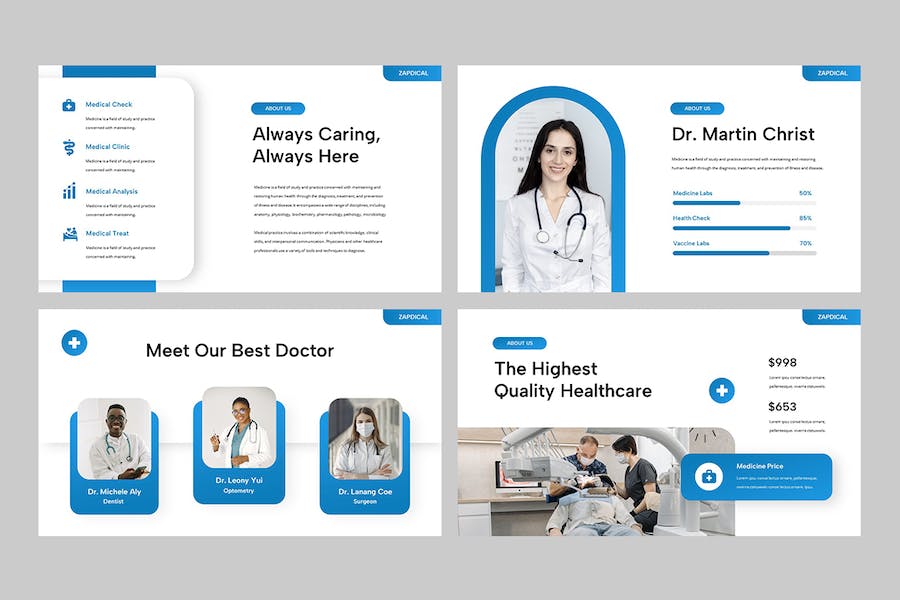 医疗健康诊所服务介绍Keynote模板 - 顶尖PPT