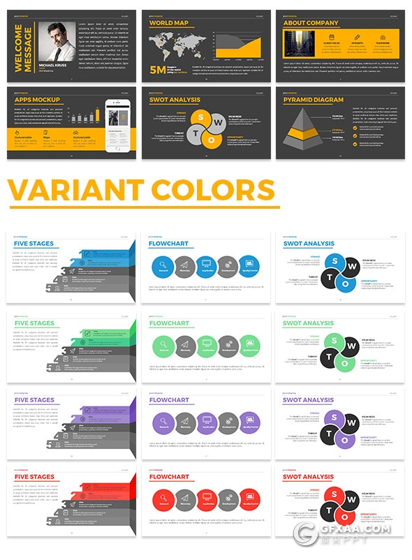 50页5种配色项目介绍提案通用keynote模板 - 顶尖PPT