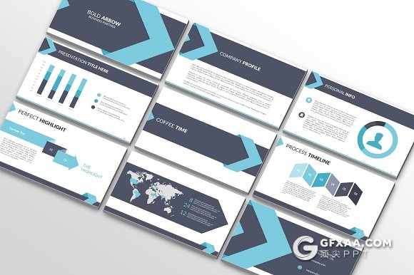 创意箭头9页简单工作汇报PPT模板 - 顶尖PPT