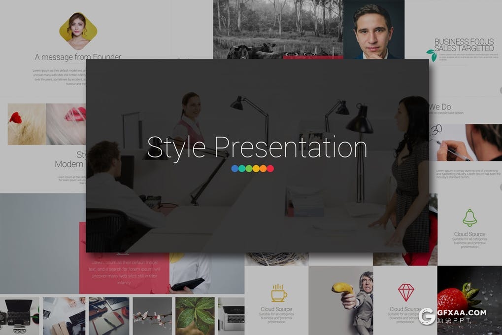 60页扁平化样式国外商务PPT模板 - 顶尖PPT