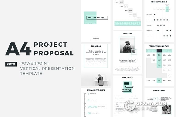 56页项目提案汇报A4尺寸规格PPT模板 - 顶尖PPT