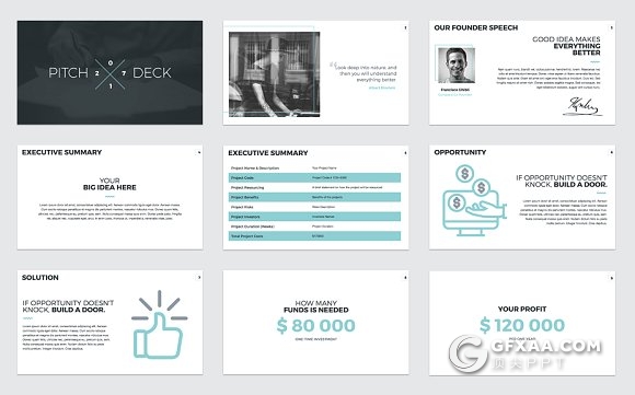 60页简约风格商务投资分析PPT模板 - 顶尖PPT