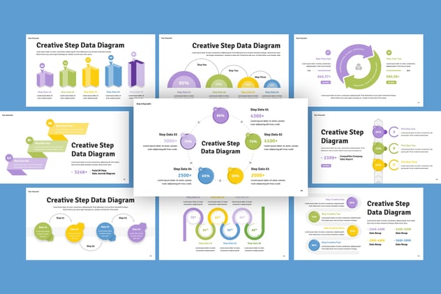 彩色流程步骤信息图形PPT模板 - 顶尖PPT