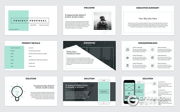 60页项目提案简约风格PPT模板 - 顶尖PPT