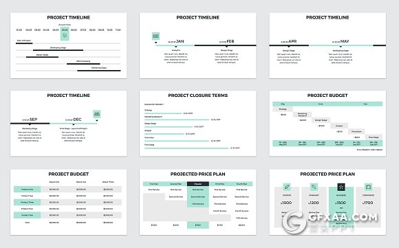 60页项目提案简约风格PPT模板 - 顶尖PPT