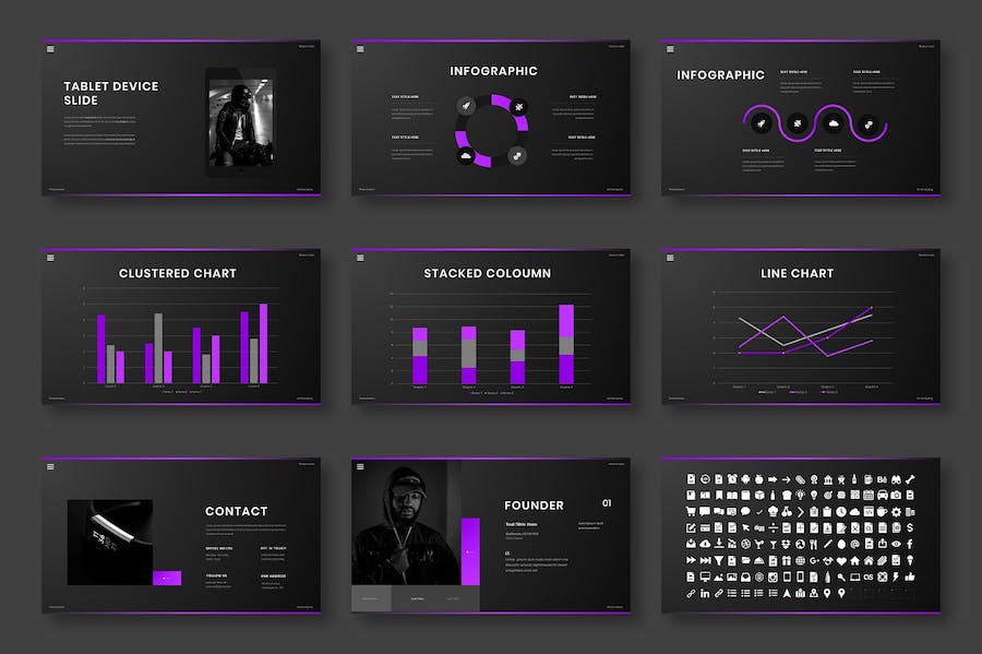 欧美黑色商务商业通用国外PPT模板 - 顶尖PPT