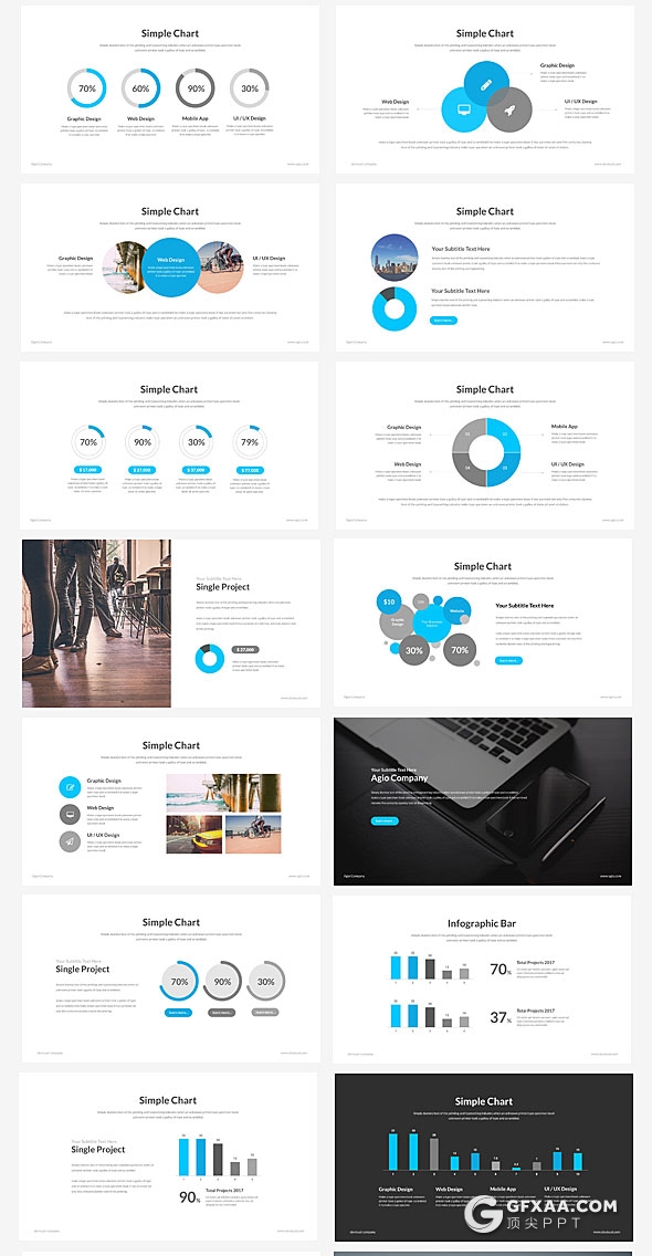 70页极简商务多用途PPT模板10种配色 - 顶尖PPT