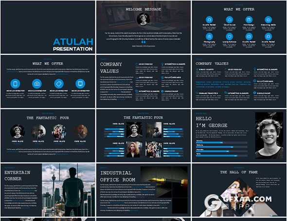 31页5种配色国外简单商务PPT模板 - 顶尖PPT