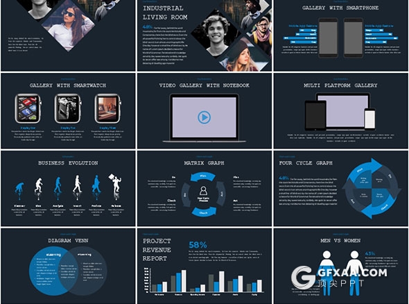 31页5种配色国外简单商务PPT模板 - 顶尖PPT