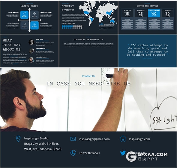 31页5种配色国外简单商务PPT模板 - 顶尖PPT