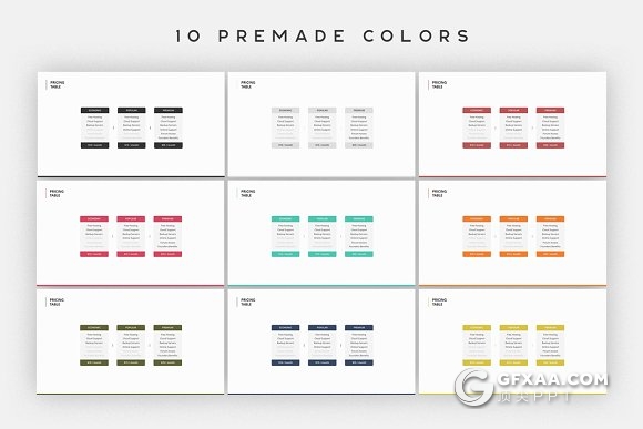 54页极简商务信息展示PPT模板10种配色 - 顶尖PPT