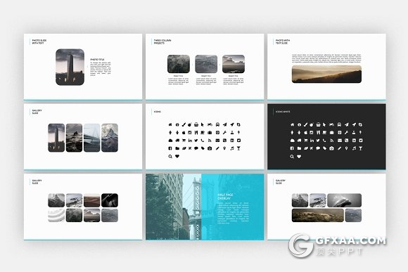 54页极简商务信息展示PPT模板10种配色 - 顶尖PPT