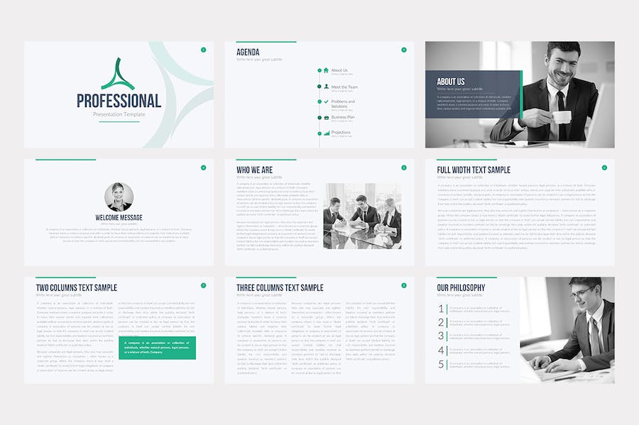 扁平化国外商业公司介绍业务展示PPT模板 - 顶尖PPT