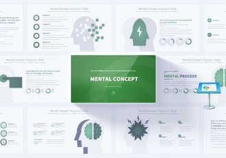 心理教育大脑概念图形keynote模板 - 顶尖PPT