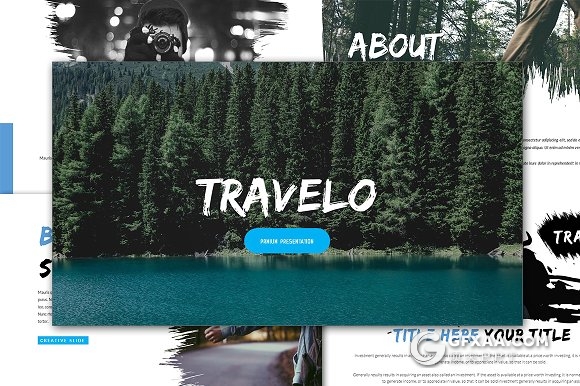 泼墨风格旅游景点展示keynote模板 - 顶尖PPT