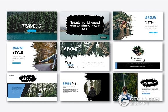 泼墨风格旅游景点展示keynote模板 - 顶尖PPT