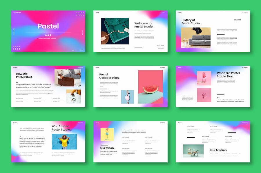 粉彩风格商务类展示Keynote模板 - 顶尖PPT