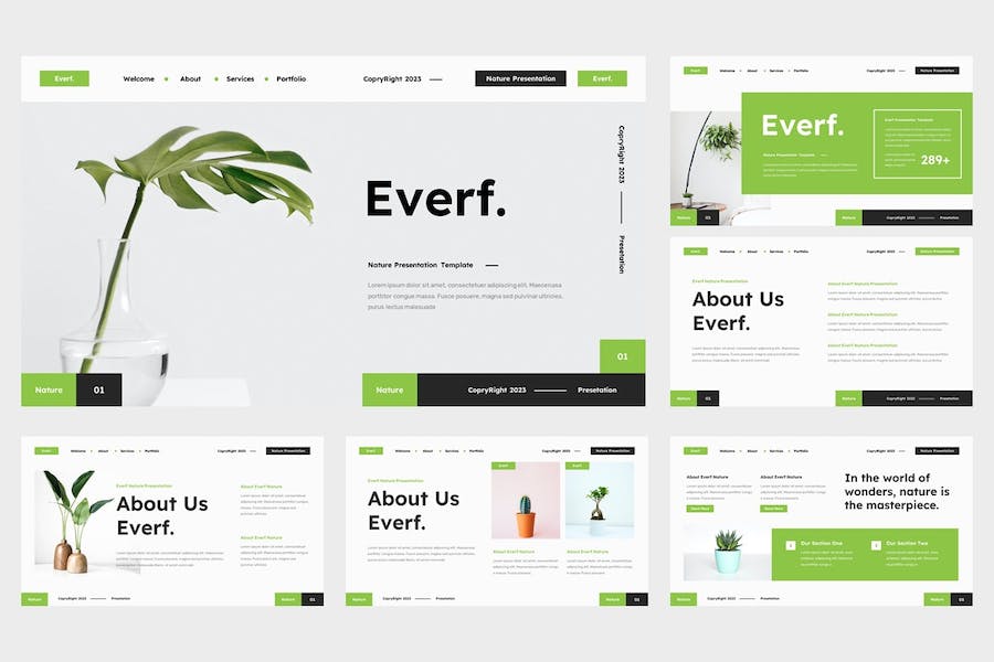 极简自然生态设计PPT模板 - 顶尖PPT