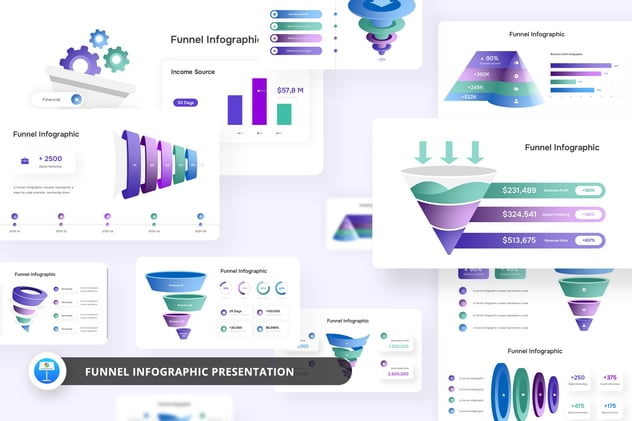 立体风格漏斗信息图形keynote模板 - 顶尖PPT