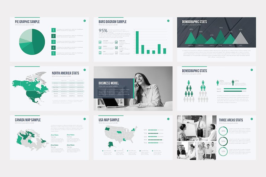 扁平化国外商业公司介绍业务展示PPT模板 - 顶尖PPT