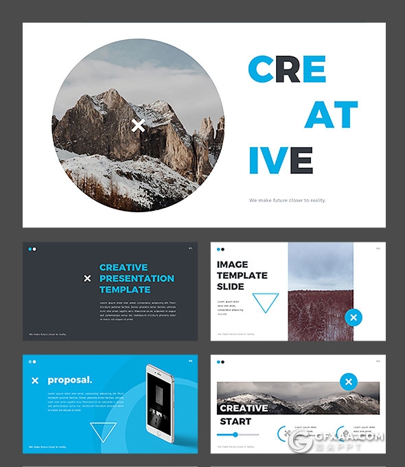 50页创意大标题信息展示商务PPT模板 - 顶尖PPT