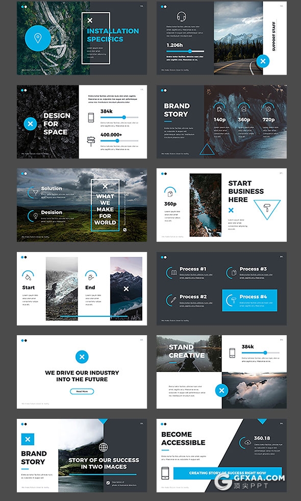50页创意大标题信息展示商务PPT模板 - 顶尖PPT
