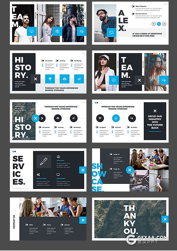 50页创意大标题信息展示商务PPT模板 - 顶尖PPT