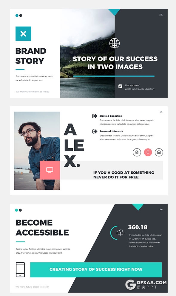 50页创意大标题信息展示商务PPT模板 - 顶尖PPT