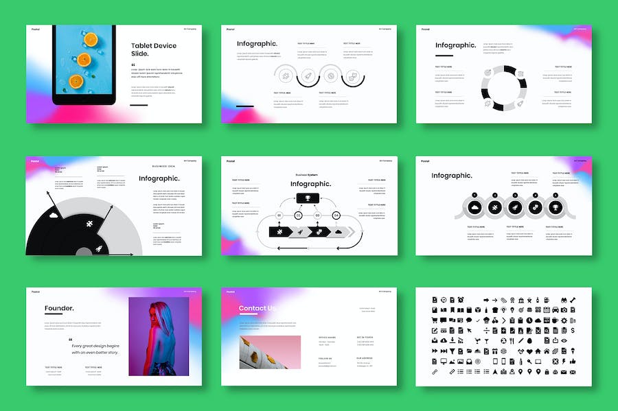 粉彩风格商务类展示Keynote模板 - 顶尖PPT