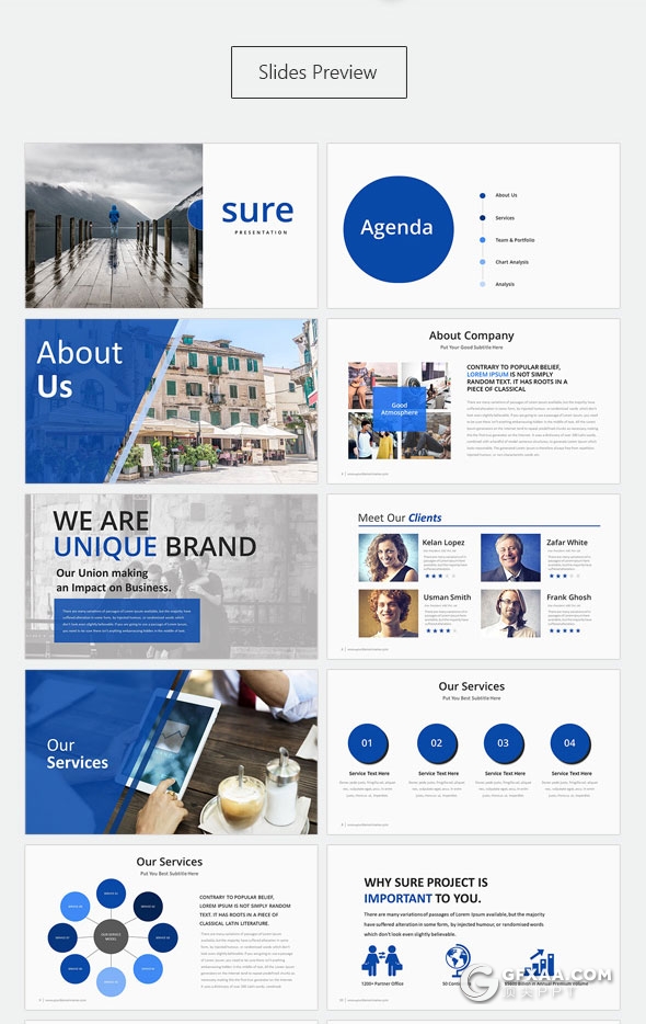 46页蓝色商务团队介绍工作总结PPT模板 - 顶尖PPT