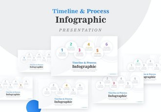 六个圆圈流程图要点信息展示PPT模板 - 顶尖PPT