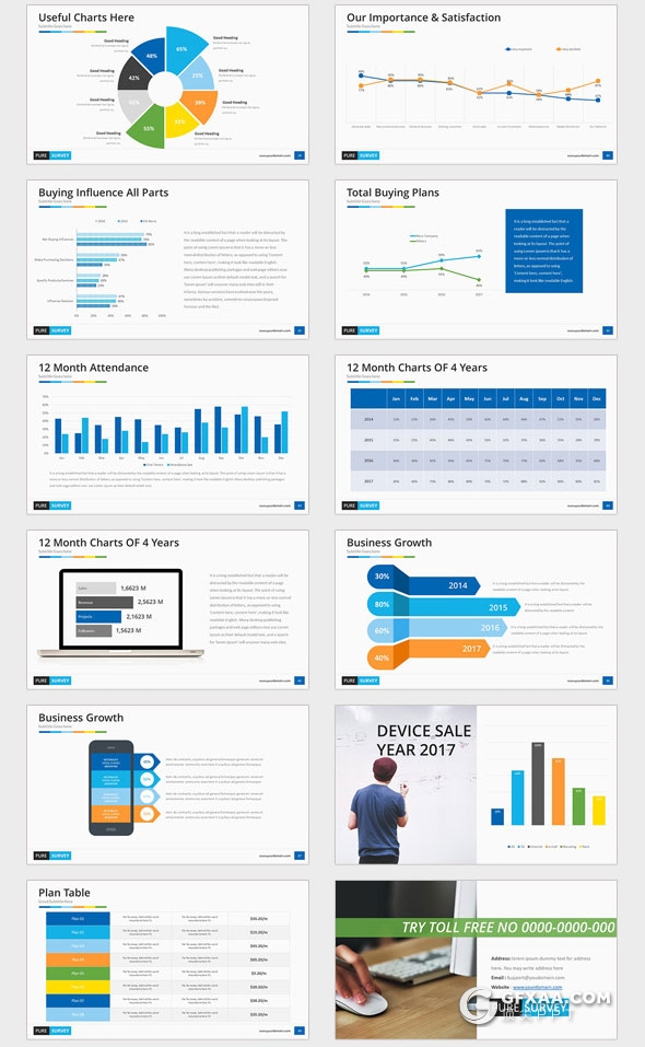 50页商业数据分析报表PPT模板 - 顶尖PPT