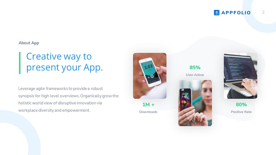 APP开发宣传展示应用程序使用量分析统计PPT模板 - 顶尖PPT