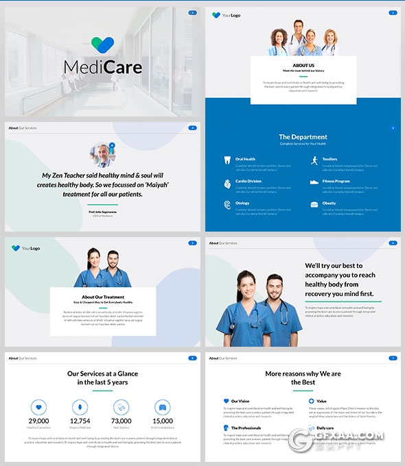 54页医疗医院 医疗保健 健身房 健身行业PPT模板 - 顶尖PPT