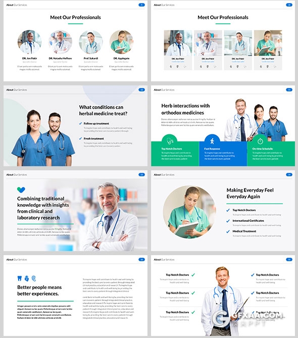 54页医疗医院 医疗保健 健身房 健身行业PPT模板 - 顶尖PPT