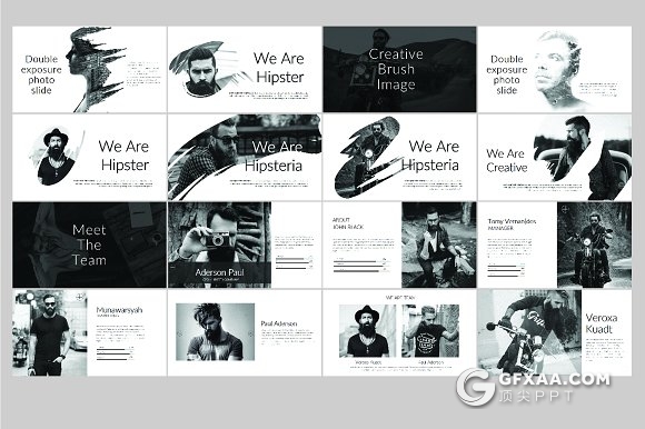 127页黑色风格团队人物介绍PPT模板 - 顶尖PPT